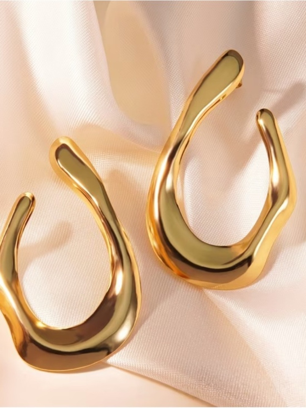 Gold Organic Hoop Earrings - Women Jewelry